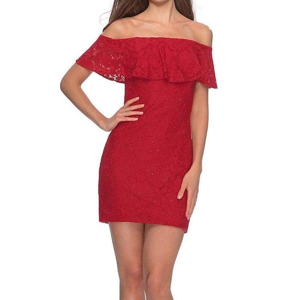 NWT La Femme 28147 Lace Homecoming Dress Red Size 00